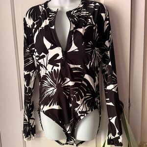 Trina Turk Black and White Floral Bodysuit